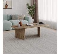 Decortie Ovalis Modern 130Cm Large Oval Coffee Table Scandi Style Natural Oak Living Room Centre Table