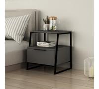 Decortie Pal Modern Bedside Table Nightstand 45Cm Multipurpose Storage Anthracite Grey Bedroom H 50Cm