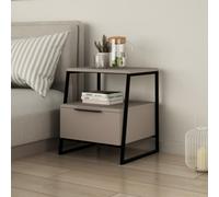Decortie Pal Modern Bedside Table With Drawer Mocha Grey 45Cm Width Bedroom Furniture