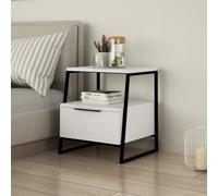Decortie Pal Modern Bedside Table With Drawer White 45Cm Width Bedroom Furniture