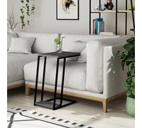Decortie Pal Modern C-Shape Side End Table 40Cm Metal Frame Anthracite Grey Sofa Lap Multipurpose H 57Cm