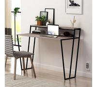 Decortie Pal Modern Study Desk Mocha Grey With Monitor Stand Width 124Cm