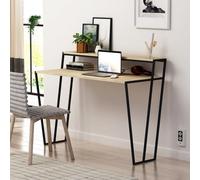 Decortie Pal Modern Study Desk Oak With Monitor Stand Width 124Cm