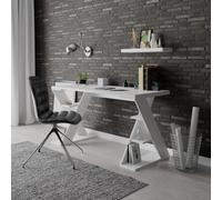 Decortie Papillon Desk Computer Desk Office Desk With Bookshelf Storage Legs Modern Minimalist Workspace Desk White 137X75X60 Cm