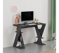 Decortie Papillon' Modern Working Desk with Integrated Mini Storage Shelves in Dark Grey | Size: 1 Pack Decortie Dark Grey 1 Pack
