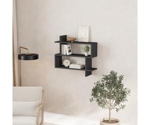 Decortie Paralel Anthracite Grey 3-Tier Wall Mounted Bookcase - Modern Floating Display Shelf 70Cm