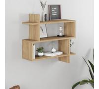 Paralel Wall Mounted Modern 2-Tier Bookcase Display Unit - Oak
