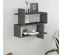 Decortie Paralel Wall Mounted Modern Bookcase Display Unit 2-Tier Sl esign 70x22x66 cm - Anthracite Grey