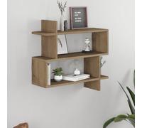 Decortie Paralel Wall Mounted Modern Bookcase Display Unit 2-Tier Sleek Design Dark Oak Effect 70X22X66 Cm