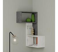 Decortie Part 3-Tier Wall Mounted Corner Shelf Modern Organizer Ancient White Retro Grey 82Cm