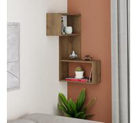 Decortie Wall-mounted Corner Shelf 20X47X82Cm Particleboard, Dark Oak Effect, Brown