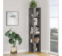 Decortie Piano' Modern Corner Bookcase Display Unit 158.9cm in Mid Grey | Size: 1 Pack Decortie Mid Grey 1 Pack