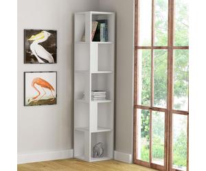 Decortie Piano' Modern Corner Bookcase Display Unit 158.9cm in White | Size: 1 Pack Decortie White 1 Pack