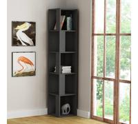 Decortie Piano Modern Corner Bookcase Shelving Unit Tall Display Unit Corner Shelf Anthracite Grey 158.9Cm