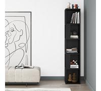 Decortie Piano Modern Corner Bookcase Shelving Unit Tall Display Unit Corner Shelf Black 158.9Cm