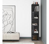 Decortie Piano Modern Corner Bookcase Shelving Unit Tall Display Unit Corner Shelf Black Marble Effect 158.9Cm