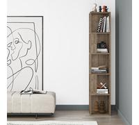 Decortie Piano Dark Oak Effect Tall Corner Bookcase - Brown - Wilko