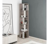 Decortie Piano Modern Corner Bookcase Shelving Unit Tall Display Unit Corner Shelf Mocha Grey, Gold Marble Effect 158.9Cm