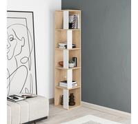 Decortie Piano Modern Corner Bookcase Shelving Unit Tall Display Unit Corner Shelf Oak, White 158.9Cm