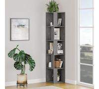Decortie Piano Modern Corner Bookcase Shelving Unit Tall Display Unit Corner Shelf Retro Grey 158.9Cm
