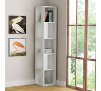 Decortie Piano 5 Shelf White Modern Corner Tall Bookcase - Wilko