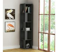 Decortie Piano Modern Corner Bookcase Tall Display Unit 158.9cm - Anthracite Grey