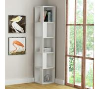 Decortie Piano Modern Corner Bookcase Tall Display Unit 158.9cm - White