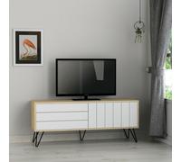 Decortie Picadilly Modern TV Unit Multimedia Centre Storage Cabinet 139cm for 55" TV - White, Oak