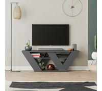 'Pipralla' Multimedia Centre TV Unit with Shelves 110cm Decortie Dark Grey 1 Pack