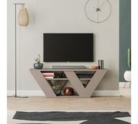 Decortie Pipralla Modern Tv Stand Unit With Shelves For Up To 43" Tvs Mocha Grey 110Cm