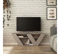 Pipralla Modern TV Stand Multimedia Centre With Shelves - Mocha Grey