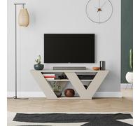 Pipralla Multimedia Centre TV Unit with Shelves 110cm Decortie Light Sand 1 Pack