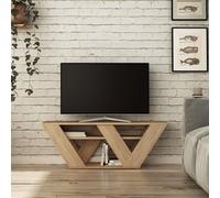Pipralla Modern TV Stand Multimedia Centre With Shelves - Oak