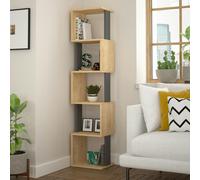Decortie Piri Oak-Anthracite Grey 5 Tier Tall Freestanding Bookcase (H) 161Cm