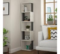 Decortie Piri Ancient White- Anthracite Grey 5 Tier Tall Freestanding Bookcase Shelving Unit (H) 161Cm