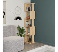 Decortie Corner Bookcase Unit 30X35X161Cm Wall-mounted Bookshelf, Particleboard, Oak, Cream
