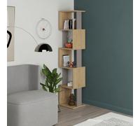 Decortie Piri 5 Shelf Oak and Mocha Grey Asymmetrical Bookcase - Multi - Wilko