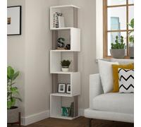 Decortie Piri White-Mocha Grey 5 Tier Tall Freestanding Bookcase Shelving Unit (H) 161Cm
