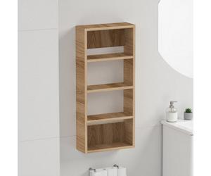 Decortie Rafina 4 Tier Wall Mounted Shelf Unit Whiskey Oak 40 X 15 X 90 Cm