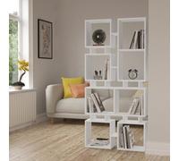 Decortie Rail Modern Tall Bookcase Shelving Unit Display Unit Anthracite Grey Freestanding Asymmetric Storage White Height 167Cm