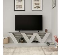 Decortie Ralla' Modern TV Unit Multimedia Centre with Shelves 158cm in Off-White | Size: 1 Pack Decortie Off-White 1 Pack