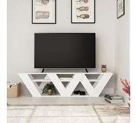 Decortie Ralla' Modern TV Unit TV Stand for 65 Inch TVs with Shelves 158cm in White | Size: 1 Pack Decortie White 1 Pack