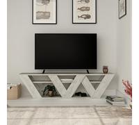 Decortie Ralla' Modern TV Unit Multimedia Centre with Shelves 158cm in Off-White | Size: 1 Pack Decortie Off-White 1 Pack