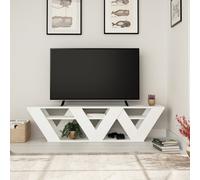 Decortie Ralla Modern Tv Unit With Shelves White 65" 158Cm