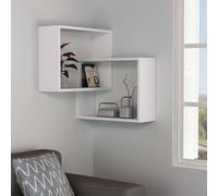 Ring' Corner Wall Mounted Bookcase Display Unit 60cm Decortie White 1 Pack