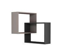 Decortie Ring Corner Wall Mounted Modern Bookcase Display Unit 60cm - Mocha,Anthracite Grey