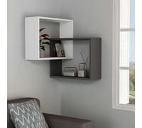 Decortie Ring Corner Wall Mounted Modern Bookcase Display Unit 60cm - White,Anthracite Grey