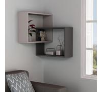 Decortie Wall-mounted Corner Shelf 20X60X68Cm 2-tier Shelves Particleboard, Mocha, Anthracite Grey, Multi