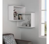 Ring' Corner Wall Mounted Bookcase Display Unit 60cm Decortie White 1 Pack