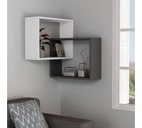 Decortie Ring Corner Wall Mounted Modern Bookcase Shelving Unit Display Unit White Anthracite Grey 60Cm